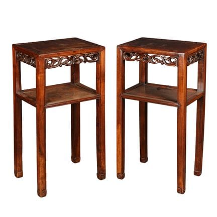 A pair of Chinese hongmu jardinière stands, 19th c
