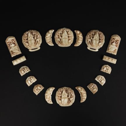 A rare set of Chinese jade 'Immortals' belt plaque