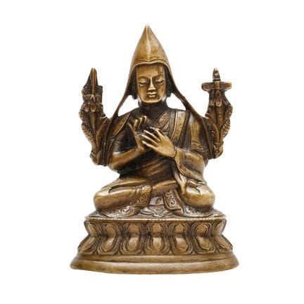 A small Chinese bronze figure of Tsongkhapa, Qing 