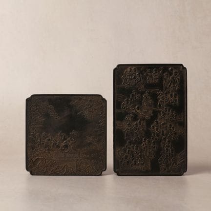 Two fine Chinese 'figural' ink cakes, Qing dynasty
