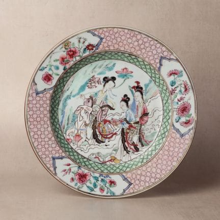 Plat chinois de la famille rose représentant « un 
