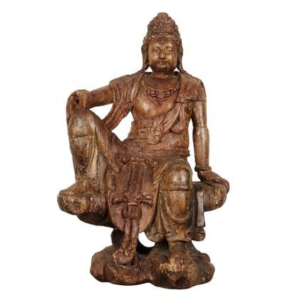 A large Chinese lacquered wood figure of Guanyin, 