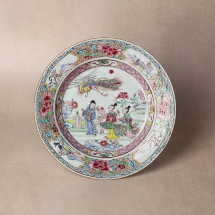Plat chinois de la famille rose représentant des «