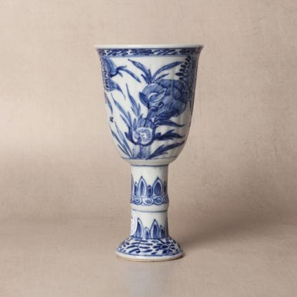 Calice cinese blu e bianco, dinastia Qing, periodo