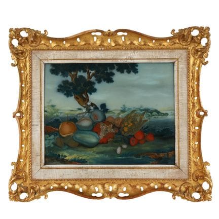 Peinture chinoise sur verre inversé représentant u