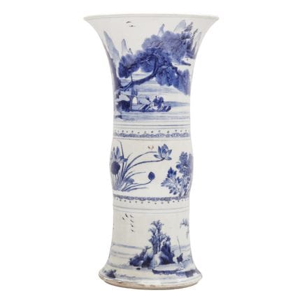 Vase chinois « gu » bleu et blanc, dynastie Qing, 
