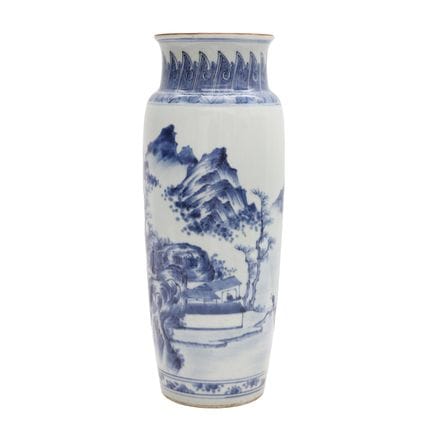 Vase chinois bleu et blanc à motif de « paysage »,