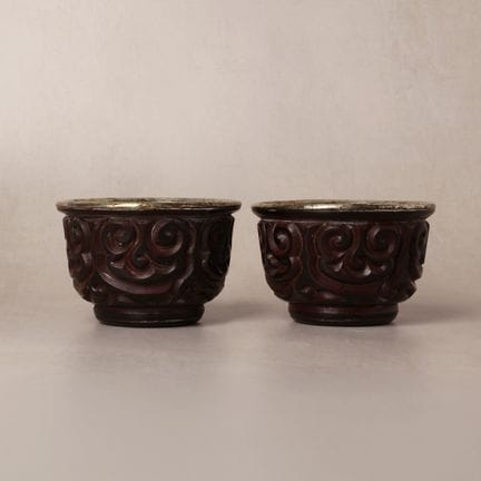 A rare pair of Chinese 'tixi' lacquer cups, Yuan/M