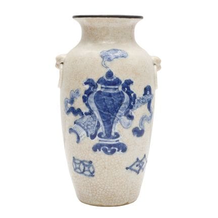 Vase chinois bleu et blanc à glaçure craquelée, dy