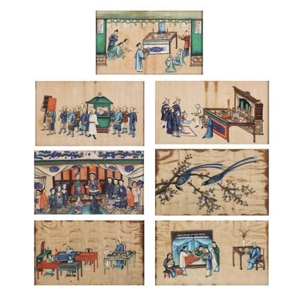 Sept peintures chinoises « figuratives » sur papie