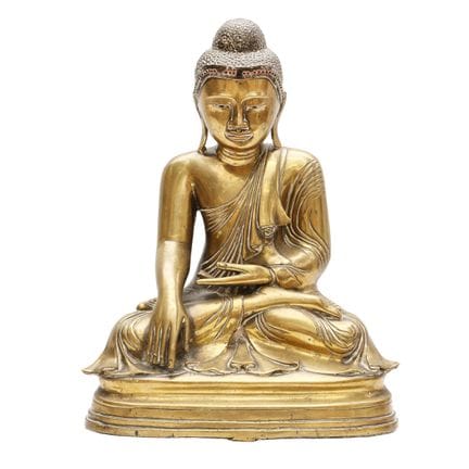 Statue birmane en bronze représentant un Bouddha a