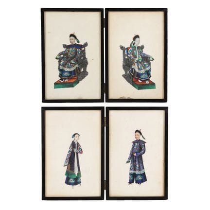 Quatre peintures chinoises sur papier de pith, dyn