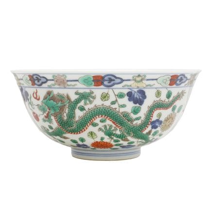 Bol chinois « dragon et phénix » en wucai, XXe siè