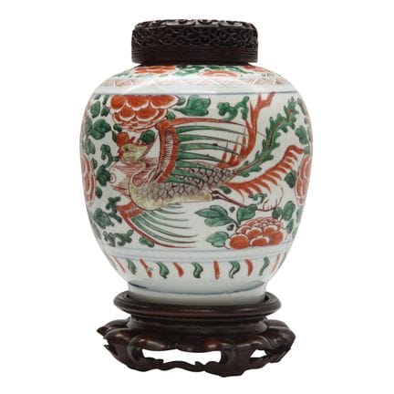 Jarrón chino «fénix» de estilo wucai, período de t