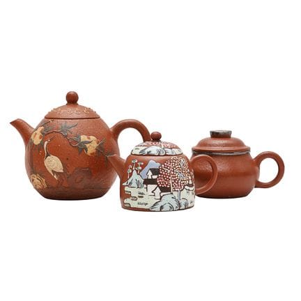 Ensemble de trois théières chinoises en zisha d'Yi