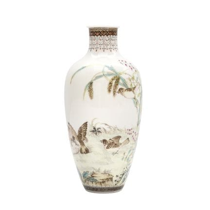 Vase chinois « aux moineaux » de la famille rose, 