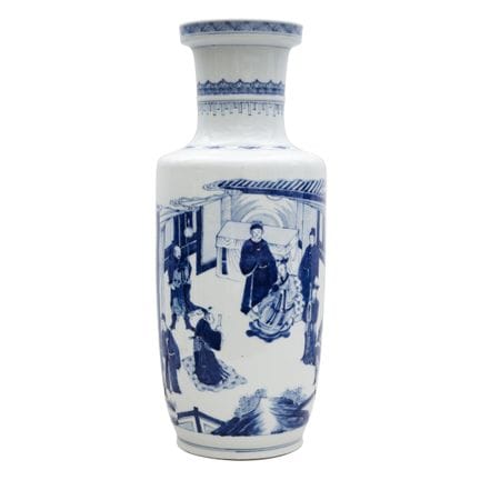 Vase chinois de type « rouleau » bleu et blanc, XI