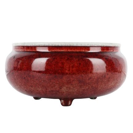 Encensoir chinois de style Langyao à émail rouge c