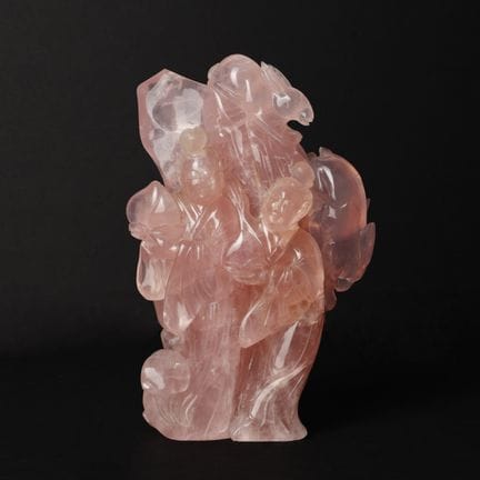 Grand ensemble sculpté en quartz rose chinois repr