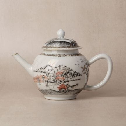 Rare théière chinoise d'exportation en grisaille r
