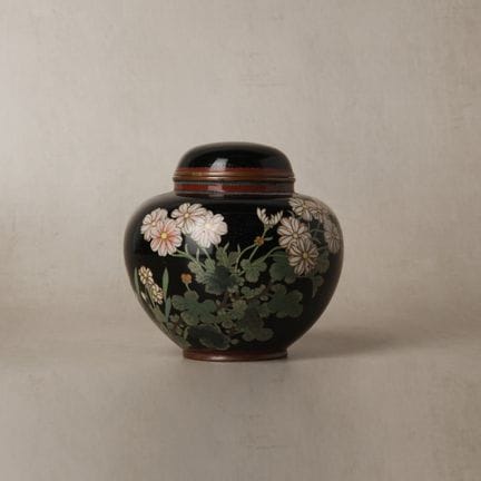 Pot et couvercle japonais en émail cloisonné repré