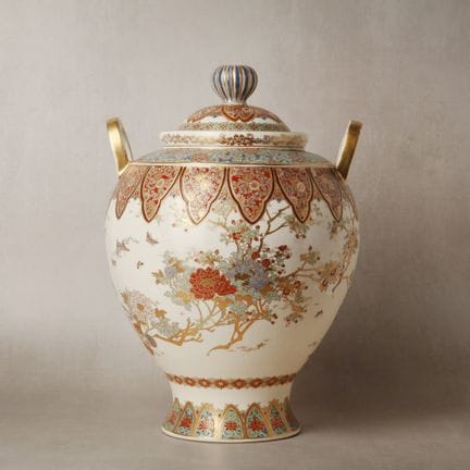 Un magnifique pot japonais « floral » de style Gos