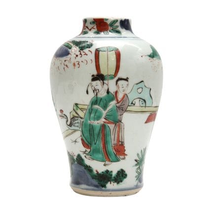 Jarrón «oficial» chino de wucai, dinastía Qing, pe