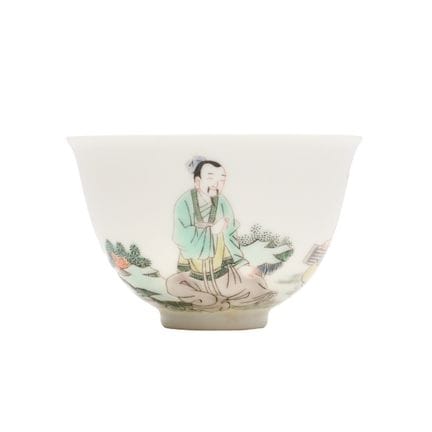 Tasse chinoise de la famille verte représentant de