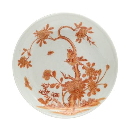 Plat chinois « oiseaux et fleurs » en rouge de fer