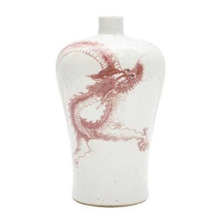 Vase chinois « dragon » de couleur cuivrée, XIXe s