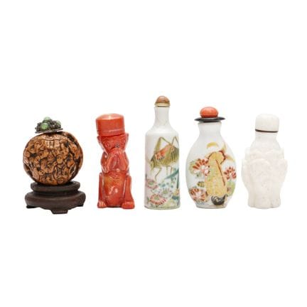 Cinq flacons à tabac chinois, XIXe-XXe siècles 十九至