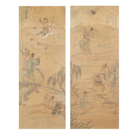 Qin Tao (Chinois, XIXe siècle) Deux peintures figu