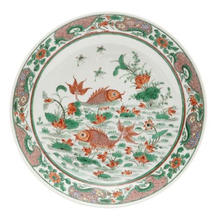 Plat chinois de la famille verte représentant des 
