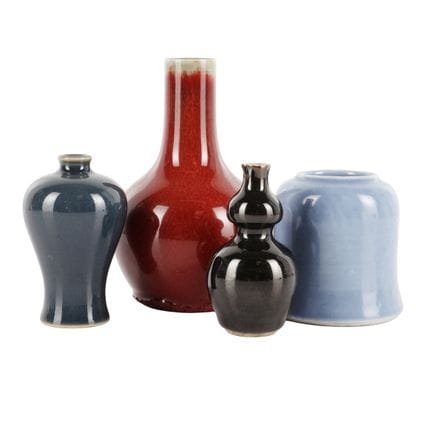 Quatre vases chinois à glaçure monochrome, XIXe-XX