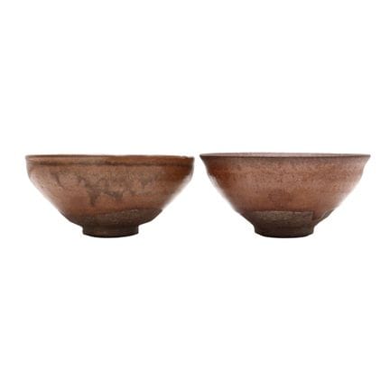 两件中国宋代建窑酱釉茶碗，宋代 建窑酱釉盌 一组两件