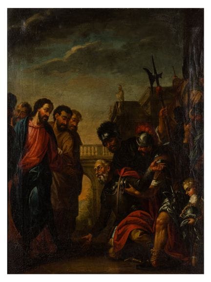 据保罗·维罗内塞（意大利，1528-1588）作品《基督与百夫长》改编 布面油画 未装裱尺寸：76 