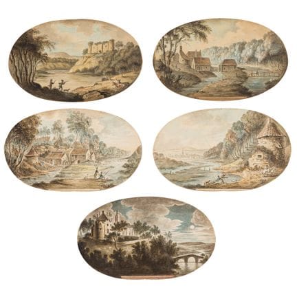 威廉·贝尔比（英国，1740-1819）  《苏格兰五景》 博斯韦尔城堡，题为“博斯韦尔城堡”（画面