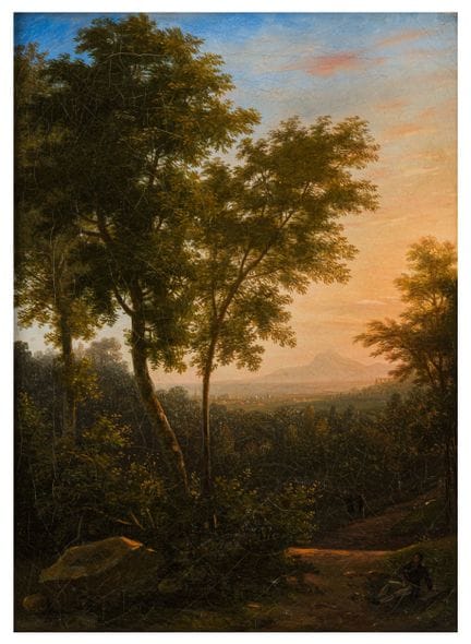 大陆画派（约1780-1820年）  罗马乡间与罗马全景  布面油画 未装裱：33 x 25 厘米（