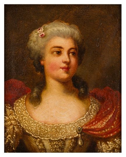 让-马克·纳蒂耶（法国，1685-1766）的追随者  《一位年轻女士的肖像》  木板油画 未装裱尺
