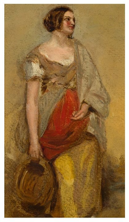 威廉·埃蒂（英国，1787-1849） 《年轻女子素描》 背面有大量题记 油画纸 未装裱：28.5 