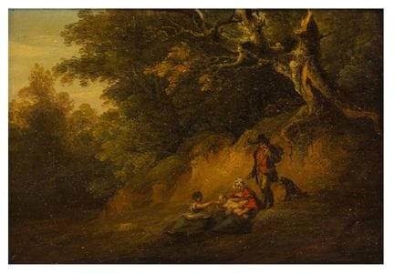 朱利叶斯·凯撒·伊贝森（英国，1759-1817）的追随者  《路边休憩的旅人》  布面油画 未装裱