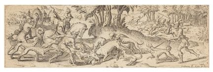 Étienne Delaune (français, 1518/19-1595)  Chasse a