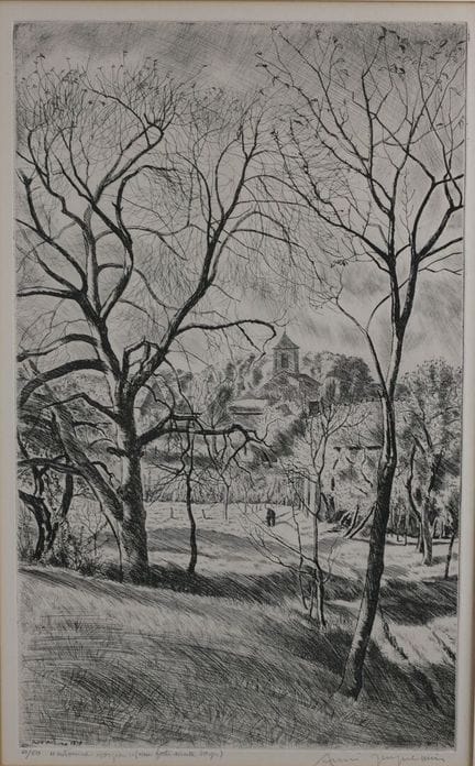 安德烈·雅克曼（André JACQUEMIN，1904-1992）。《孚日山的秋天》
蚀刻版画，版