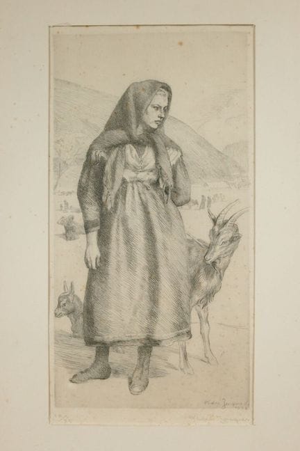 André JACQUES (1880-1960). Jeune Tarine à la chèvr