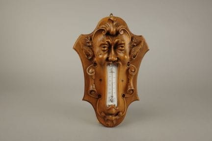 REAUMUR-Wandthermometer aus geschnitztem Holz mit 
