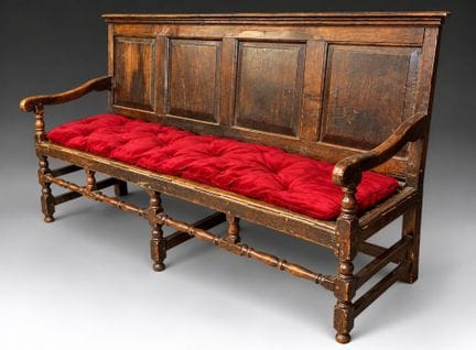 Banquette en bois naturel à 6 pieds, à dossier pan