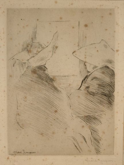 安德烈·雅克（1880-1960）。《两姐妹》，1926年
干刻版画，右下角签名，版次标注为47/5