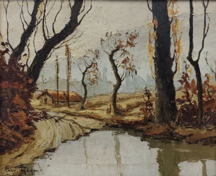 Henri MEGE (1904-1984). Petit lac à l'automne
Huil