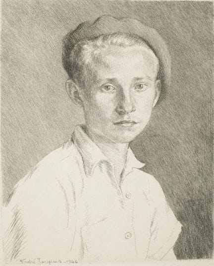 安德烈·雅克（1890-1960）。《萨瓦青年》（沙瓦诺）1944
铜版画右下角签名并标注版次 10