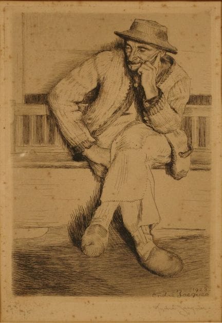 安德烈·雅克（1880-1960）。《阿尔夫斯的农民》，1923年
蚀刻版画，右下角签名，印数标注为